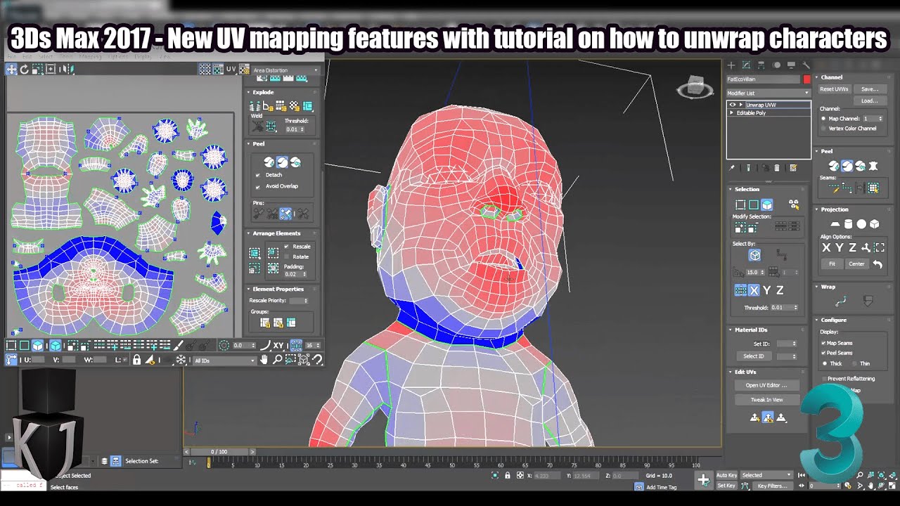 3Ds Max 2017 – New UV mapping features with tutorial on how to unwrap characters