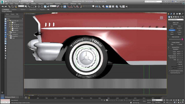 3ds Max Animating a Car Path – 2/4 – Spinning the Wheels