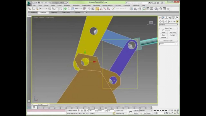 Rigging a 6 Bar Excavator Linkage with 3ds Max