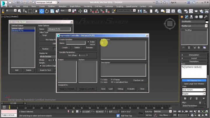 Using Values & Expressions with 3ds Max TextPlus