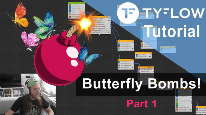 3ds Max + TyFlow TUTORIAL: Butterfly Bombs! PART 1