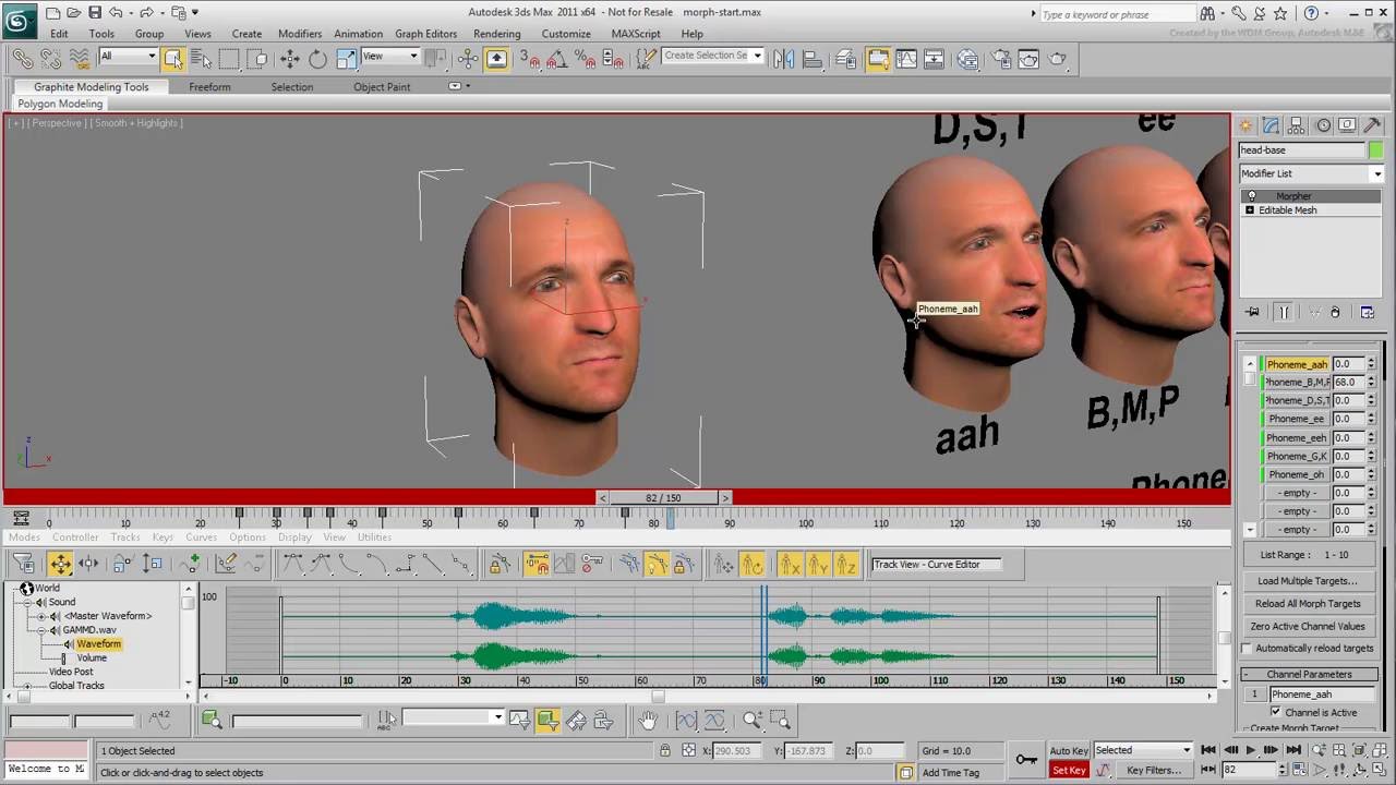 Animating Facial Expressions in 3ds Max – Part 2 – Morpher Modifier