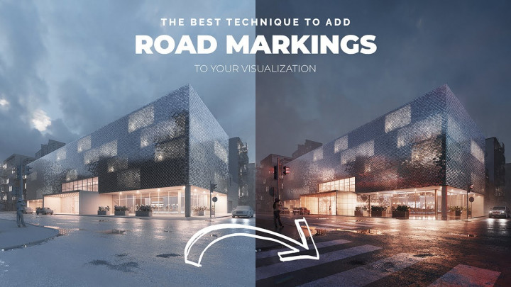 Best technique to add Road Markings to an Asphalt Material | Corona & V-Ray