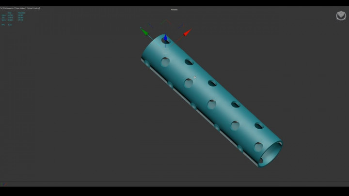 Poly Model 2 – 3d modeling time-lapse (cylinder with holes)