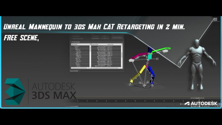 Unreal Mannequin to 3ds Max CAT Retargeting in 2 min.