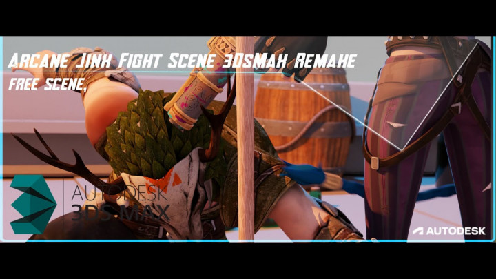 Arcane Jinx Fight Scene  3DsMax Remake. Free Scene