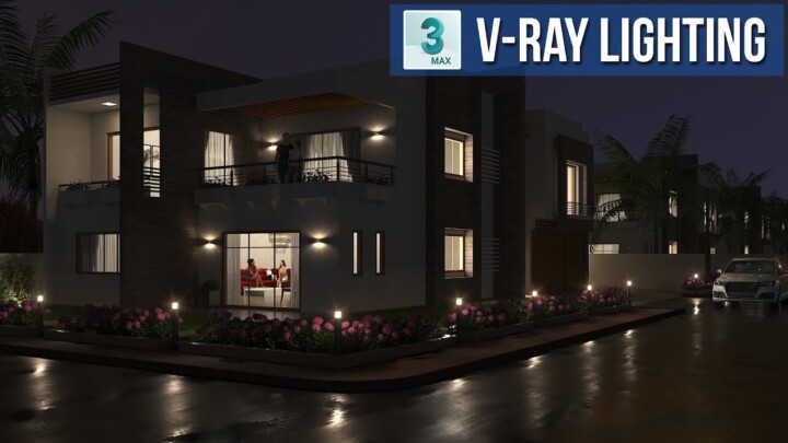 Complete Exterior Night Lighting & Rendering Process using Vray 5 in 3ds max | Vray Tutorials