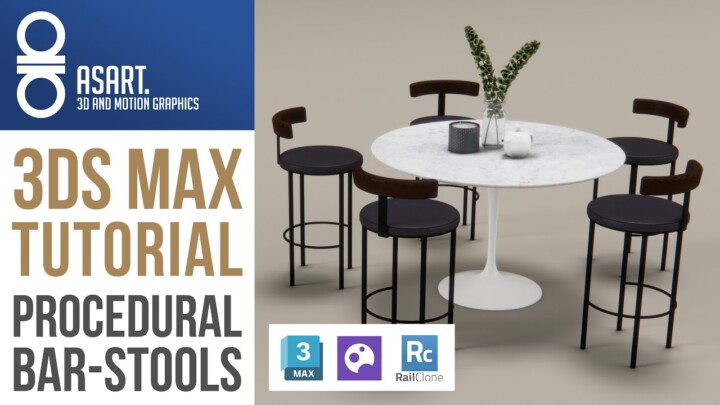 TUTORIAL | 3Ds Max and Rail Clone | Adjustable Bar Stool