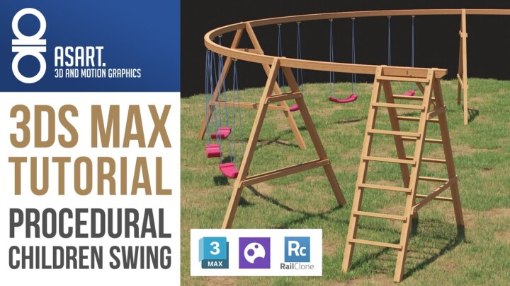 3Ds Max and Rail Clone Tutorial | How to create a procedural “Children Swing”