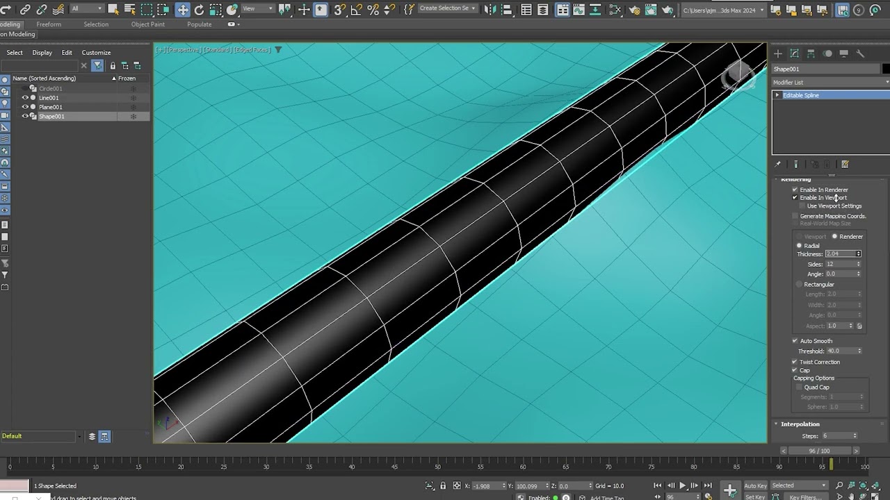 Requested Hose pipe Floating on Water | spline + Cloth + skin warp Modifier @zna_studio #3dsmax