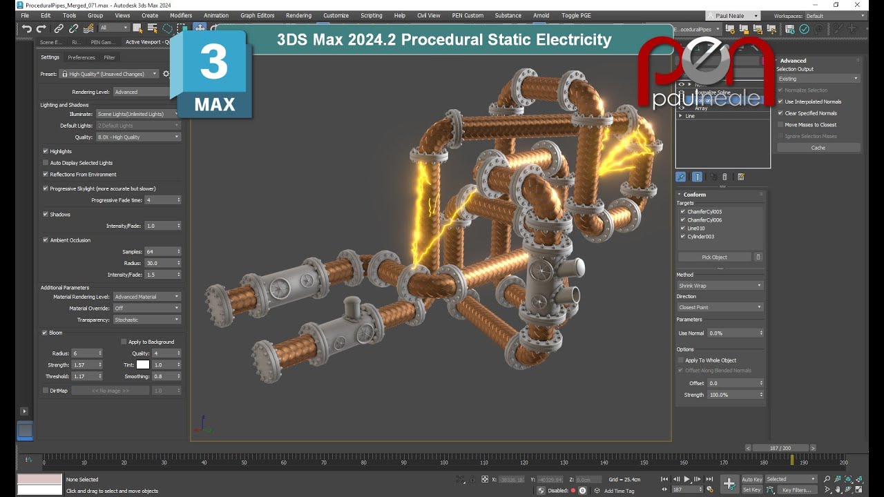 3DSMax 2024.2+ Procedural Static Electricity