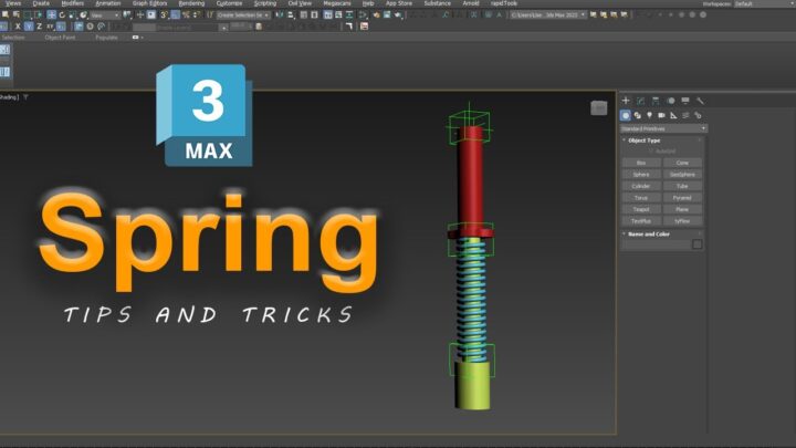 How to add spring to the hydraulic piston in 3ds max | Hanora 3D