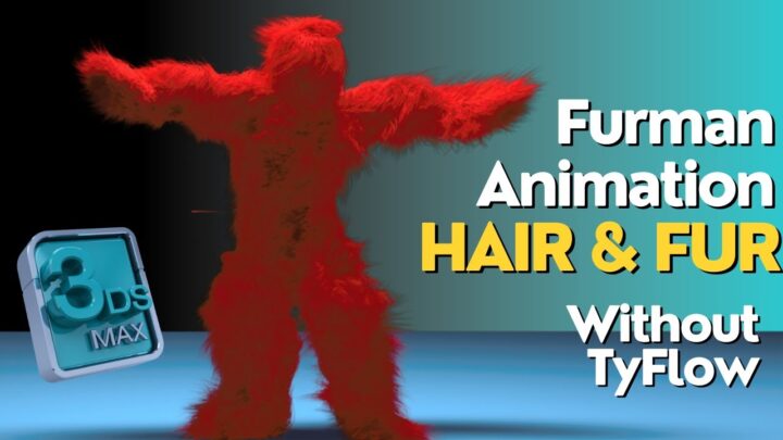 Furman animation in 3ds max 2024 without TyFlow | Hair and Fur animation Simple and easy #3dsmax